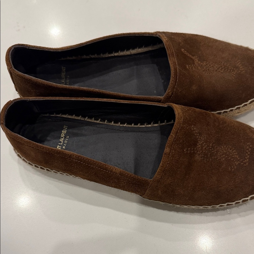 Saint Laurent Brown Suede Slip-On Espadrilles - Picture 2 of 4